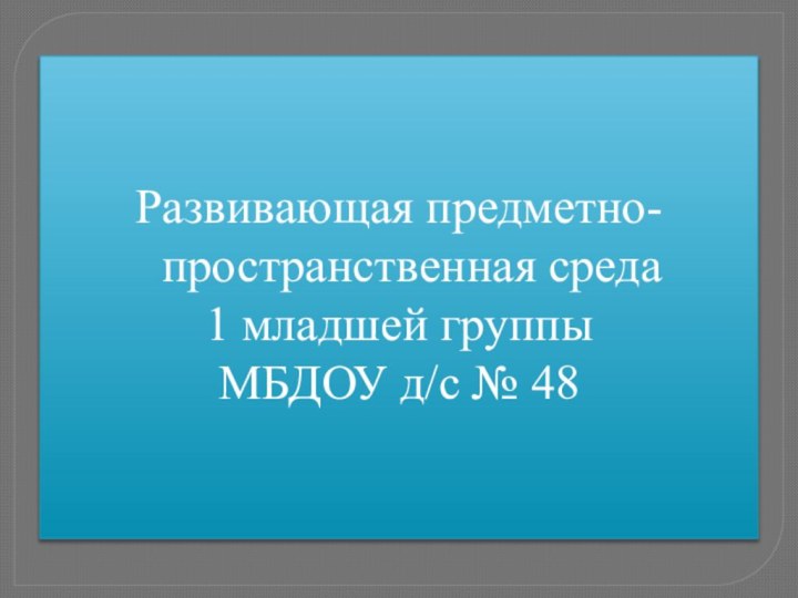 Развивающая предметно-пространственная среда 1 младшей группы МБДОУ д/с № 48