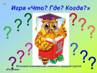 Презентация к итоговому занятию Что?Где?Когда?