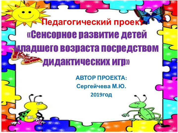 Педагогический проект  «Сенсорное развитие детей младшего возраста