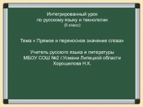 Презентация интегрированного урока по русскому языку и технологии для 5 класса Прямое и переносное значение слова