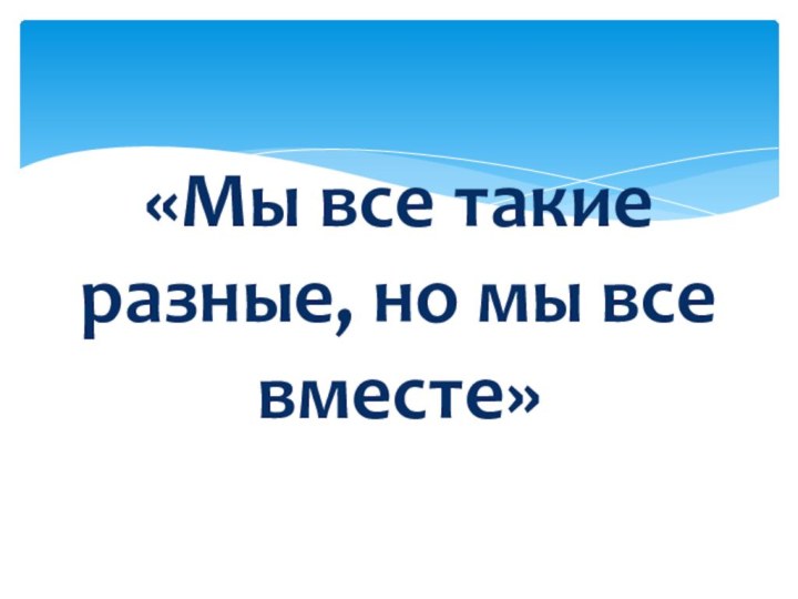 «Мы все такие разные, но мы все вместе»