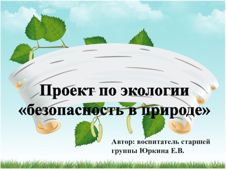 Проект по экологии«безопасность в природе»Автор: воспитатель старшей группы Юркина Е.В.