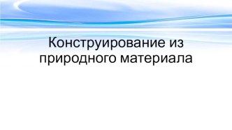 Презентация для урока по МДК 02.03 Теоретические и методические основы организации продуктивных видов деятельности детей дошкольного возраста Конструирование из природного материала