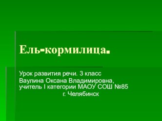 Резентация по русскому языку на тему Ель-кормилица. 3 класс