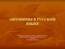 Презентация по русскому языку на тему Антонимы в русском языке