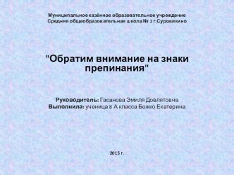 Презентация проекта Обратим внимание на знаки препинания