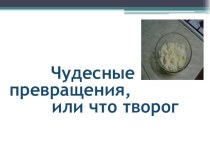 Презентация к научно- исследовательской работе Чудесные превращения, или что такое творог