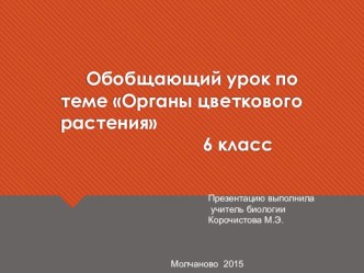 Обобщающий урок по теме Органы цветкового растения (6 класс)