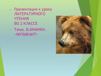 Презентация к уроку по литературному чтению на тему Музыкант В. Бианки