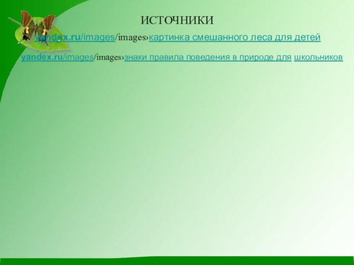 ИСТОЧНИКИyandex.ru/images/images›картинка смешанного леса для детейyandex.ru/images/images›знаки правила поведения в природе для школьников