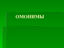 Презентация по русскому языку на тему Омонимы