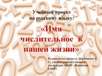 Проект, Имя числительное в нашей жизни, 6 класс.