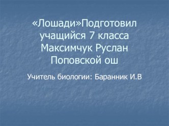 Презентация Лошади по биологии