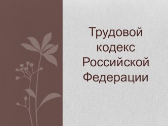 Презентация по предмету Основы Предпринимательской деятельности на тему: Трудовой кодекс РФ