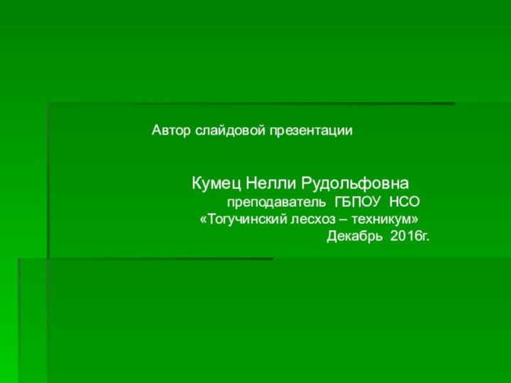 Автор слайдовой презентации