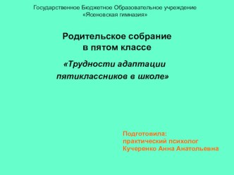 Презентация. Адаптация 5 классов