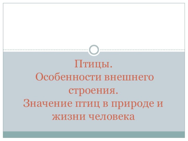 Птицы.  Особенности внешнего строения. Значение птиц в природе и жизни человека