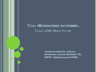 Презентация по окружающему миру Комнатные растения (2 класс)