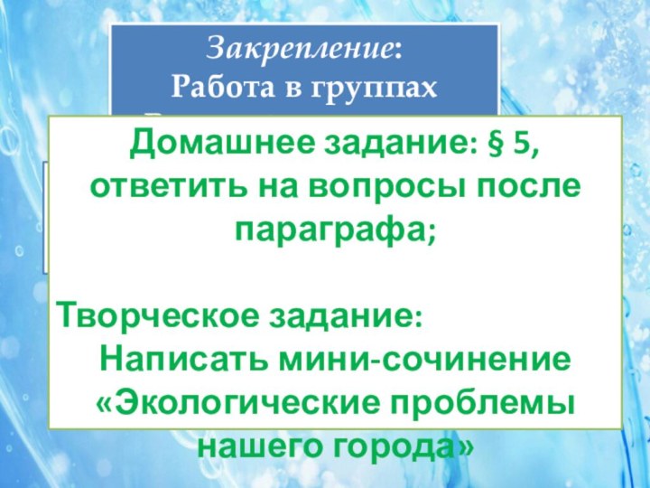 Закрепление: Работа в группах- Разгадайте кроссвордОцените свои знанияСегодня на уроке я узнал…Я