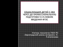 Доклад на тему Социализация детей с ОВЗ через до профессиональную подготовку в условиях введения в ФГОС