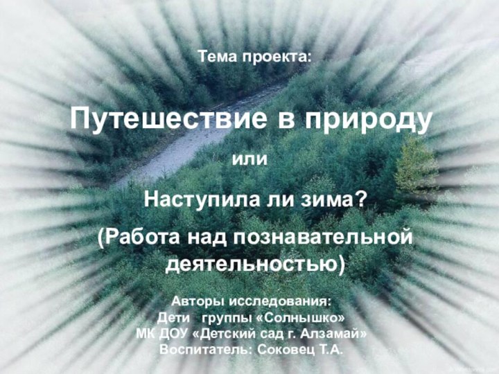 Тема проекта: Путешествие в природуНаступила ли зима? (Работа над познавательной деятельностью) Авторы