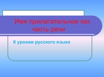 Презентация по русскому языку Имя прилагательное