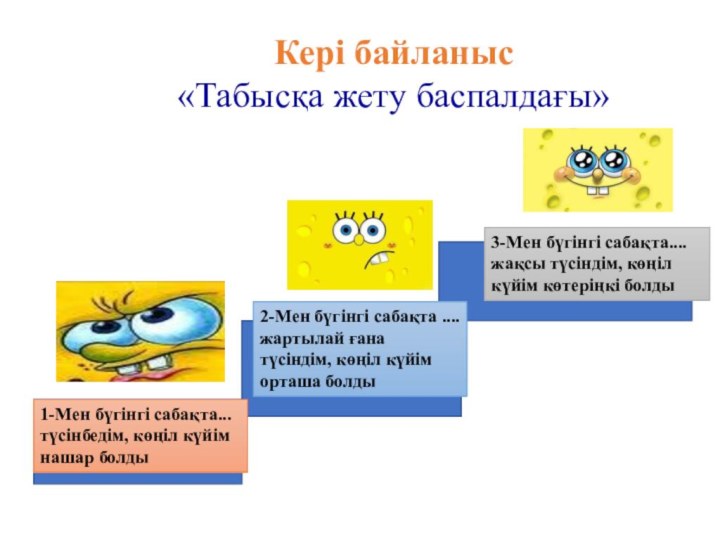 Кері байланыс «Табысқа жету баспалдағы»1-Мен бүгінгі сабақта... түсінбедім, көңіл күйім нашар болды2-Мен