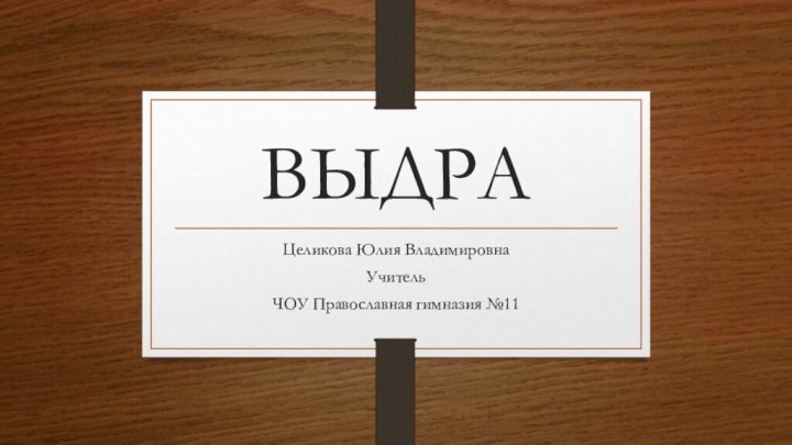 ВЫДРАЦеликова Юлия ВладимировнаУчительЧОУ Православная гимназия №11