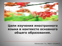 Цели изучения иностранного языка в контексте основного общего образования