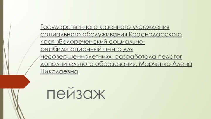 Государственного казенного учреждения социального обслуживания Краснодарского края «Белореченский социально-реабилитационный центр для несовершеннолетних»,