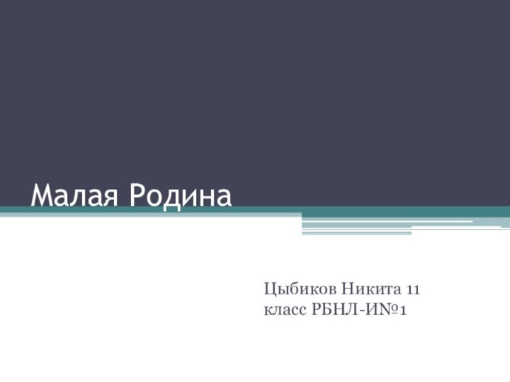 Малая РодинаЦыбиков Никита 11 класс РБНЛ-И№1