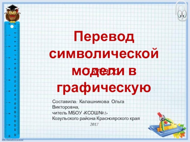 Перевод символической модели в графическую 3 классСоставила: Калашникова Ольга Викторовна,читель МБОУ «КСОШ№1»Козульского