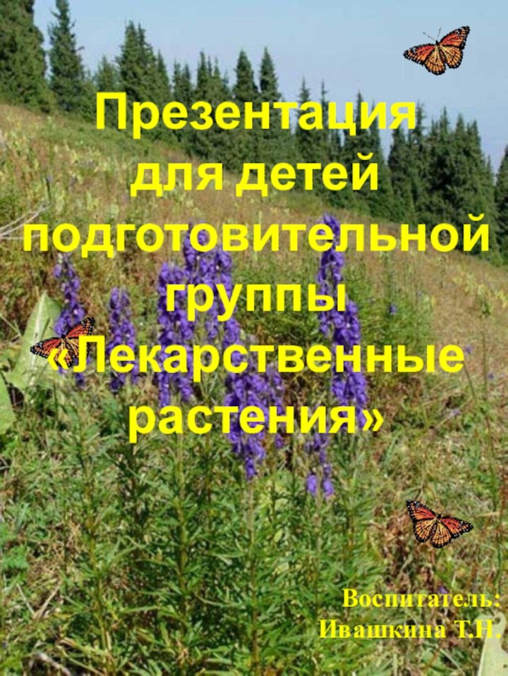 Воспитатель:Ивашкина Т.Н.Презентация для детей подготовительной группы«Лекарственные растения»