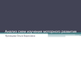 Презентация: Анализ схем изучения моторного развития (Дошкольное)