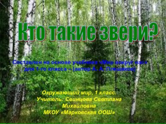 Презентация к уроку окружающего мира Кто такие звери?