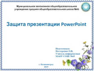 Презентация по информатике на тему Защита презентации PowerPoint (9 класс)Защита презентации PowerPoint