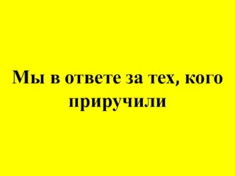 Презентация по окружающему миру на тему  Мы в ответе за тех, кого приручили