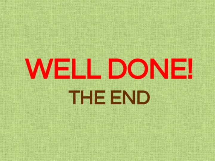 WELL DONE! THE END