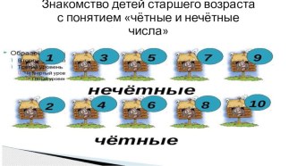 Презентация Знакомство детей старшего возраста с понятием чётные и нечётные числа