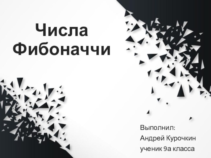 Числа Фибоначчи Выполнил: Андрей Курочкин ученик 9а класса