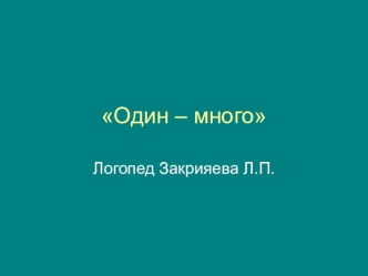 Логопедическая наглядность  Один- много