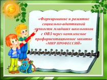 Презентация на РМО Формирование и развитие социально-адаптивной личности младших школьников с ОВЗ через комплексное профориентационное занятие МИР ПРОФЕССИЙ