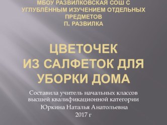 Презентация по технологии на тему Цветок из салфеток для уборки дома