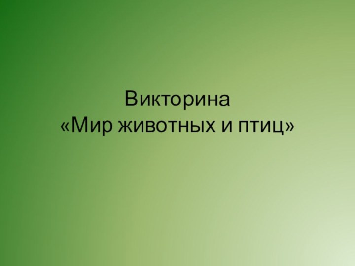 Викторина «Мир животных и птиц»