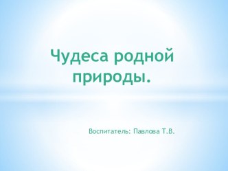 Презентация опыта работы с родителями Чудеса родной природы