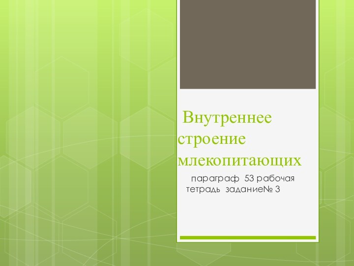 Внутреннее  строение млекопитающих параграф 53 рабочая тетрадь задание№ 3