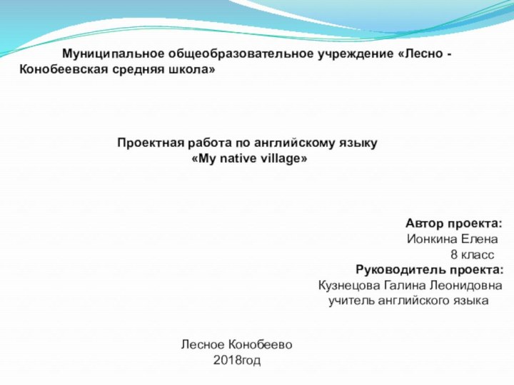 Муниципальное общеобразовательное учреждение «Лесно -