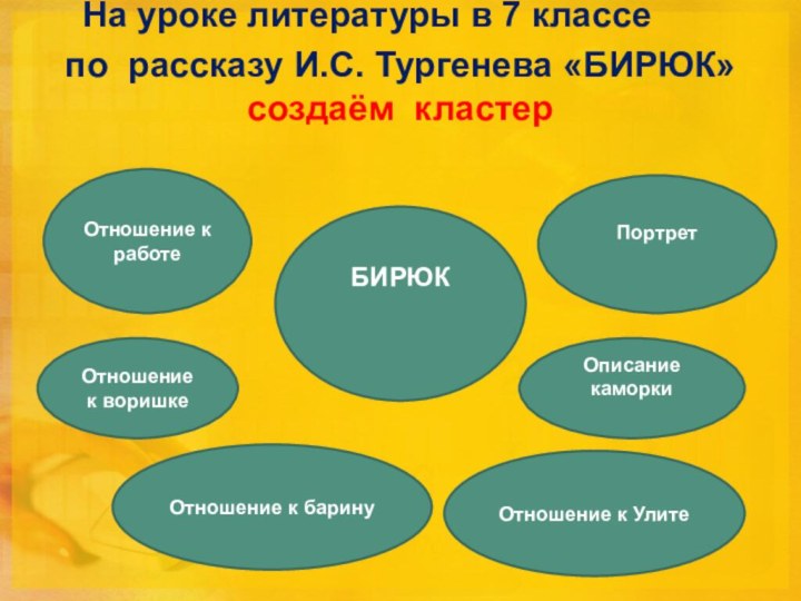 На уроке литературы в 7 классе по рассказу И.С.