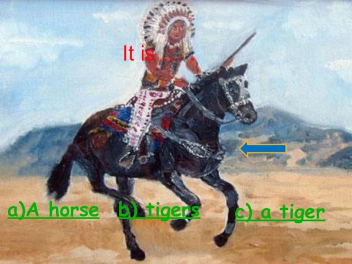 It is … .c) a tigerb) tigersa)A horse