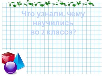 Презентация по математике на тему:Что узнали, чему научились во 2 классе?